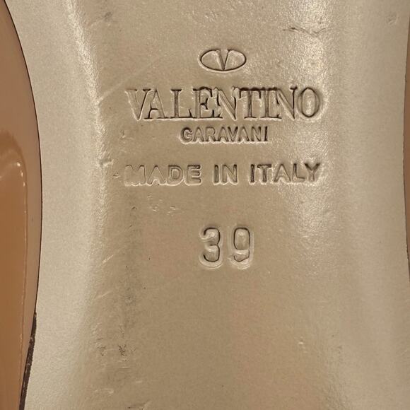 Valentino Garavani Rockstud Ballet Flat Shoes Nude Patent Leather Size 39 US 9 - Picture 12 of 15